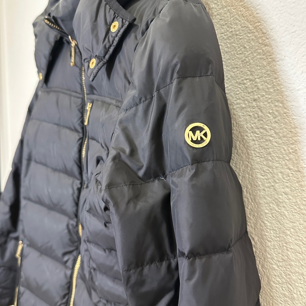 Michael Kors Black Puffer Jacket with Gold Accents size medium - Picture 3 of 6